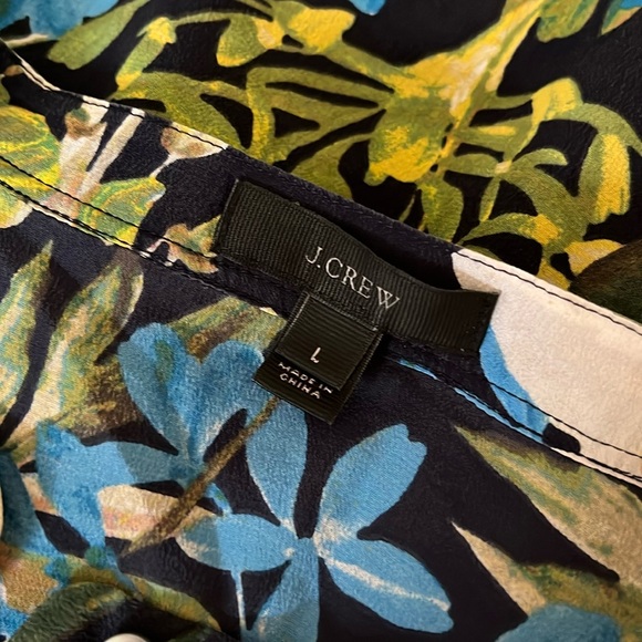 J. Crew silk ruffle hem long sleeve dress in watercolor floral sz Large - Picture 10 of 11